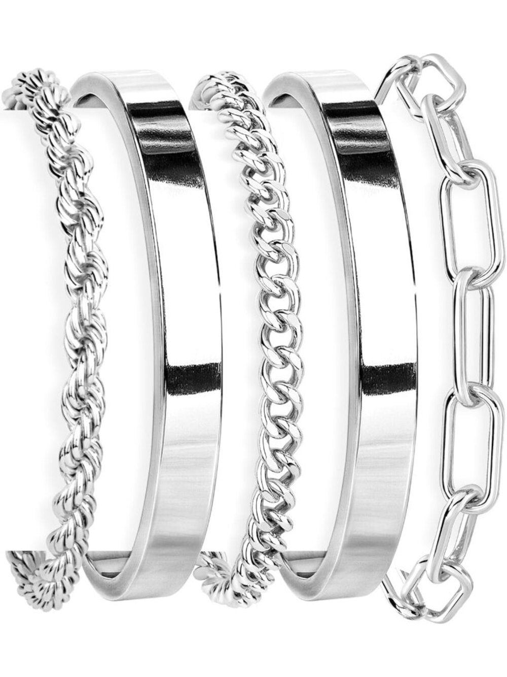 Trendy Gold Bracelet Set for Women - Waterproof, Non-Tarnish, Stackable Bangles